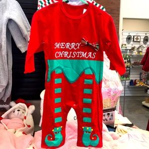 Christmas cartoon (Elf) design jumpsuit for baby girl